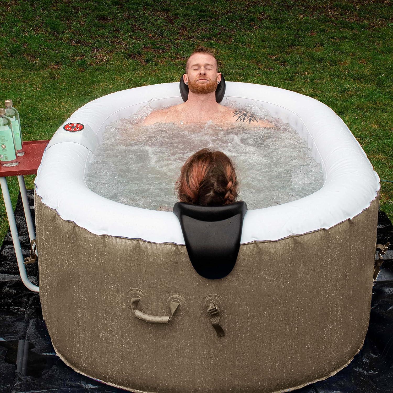 Aleko 145 Gallon Brown and White Oval Inflatable Hot Tub