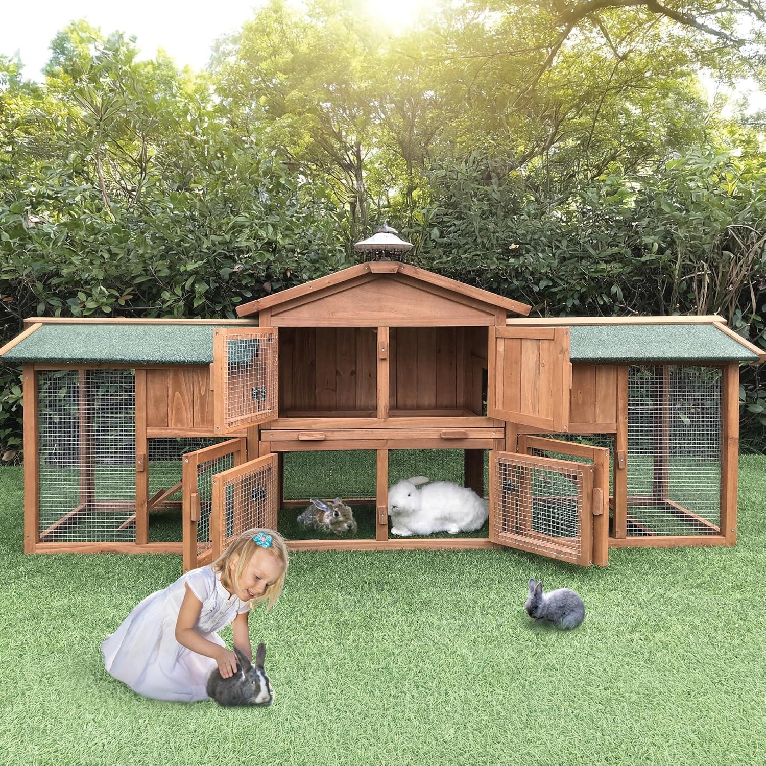 Hanover Outdoor Wooden Bird Cage with 3 Resting Bars, Ladder, Waterproof Roof and Removable Tray, 2.9 Ft. x 2.1 Ft. x 5.8 Ft.