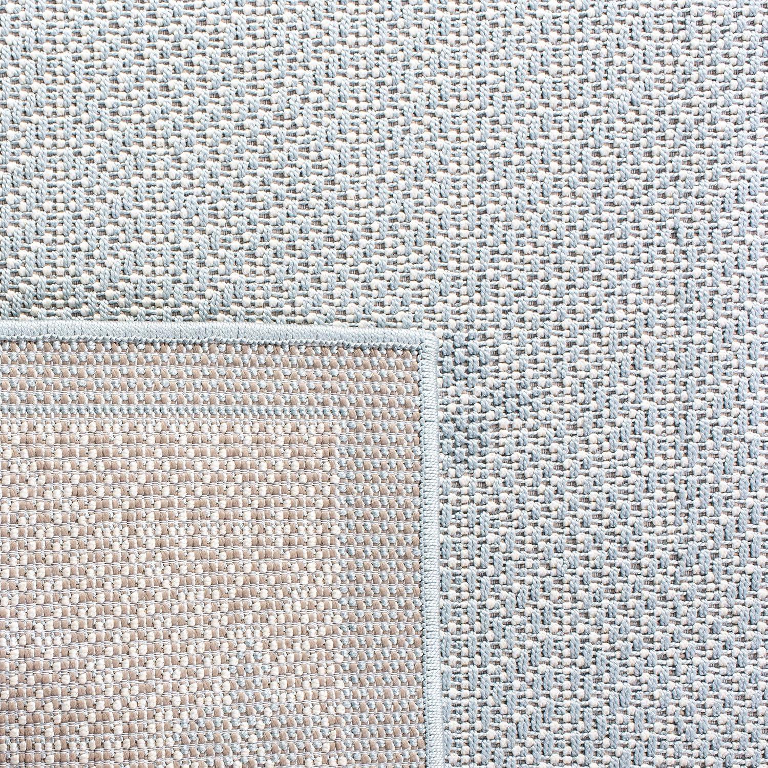 Bermuda BMU811 Machine Washable UV & Stain Resistant Non-Shedding Power Loomed Indoor/Outdoor Area Rug - Light Blue/Ivory - 6'7"x6'7" - Safavieh