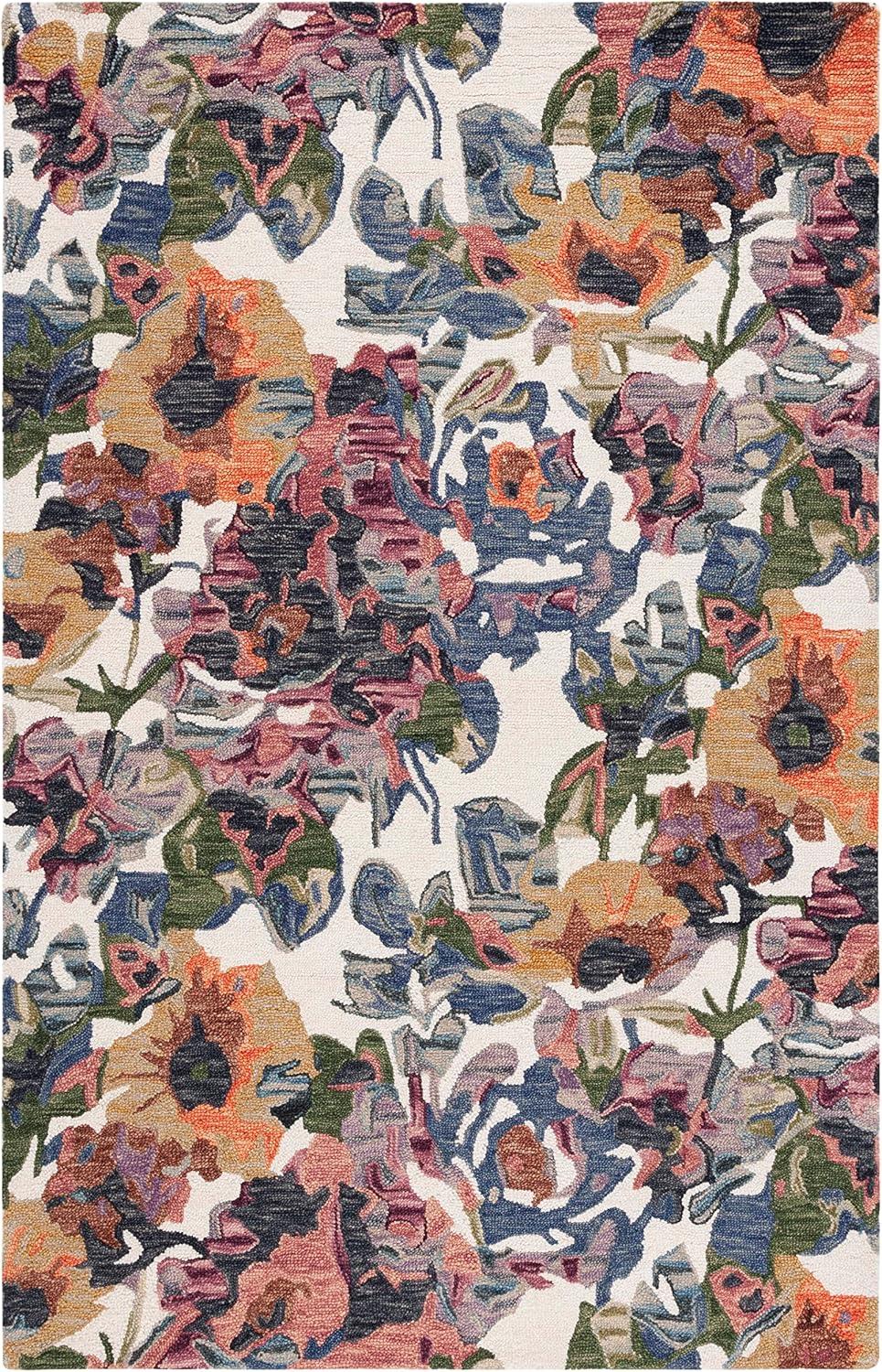 SAFAVIEH Blossom Ewart Floral Area Rug, Light Blue/Rust, 5' x 8'