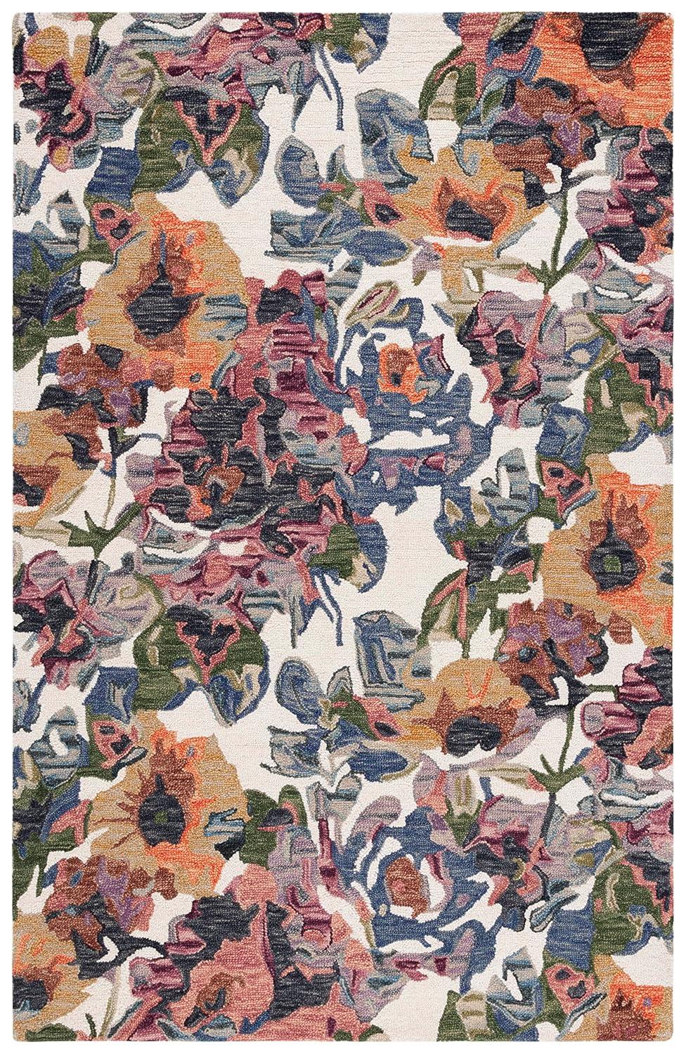 SAFAVIEH Blossom Ewart Floral Area Rug, Light Blue/Rust, 5' x 8'