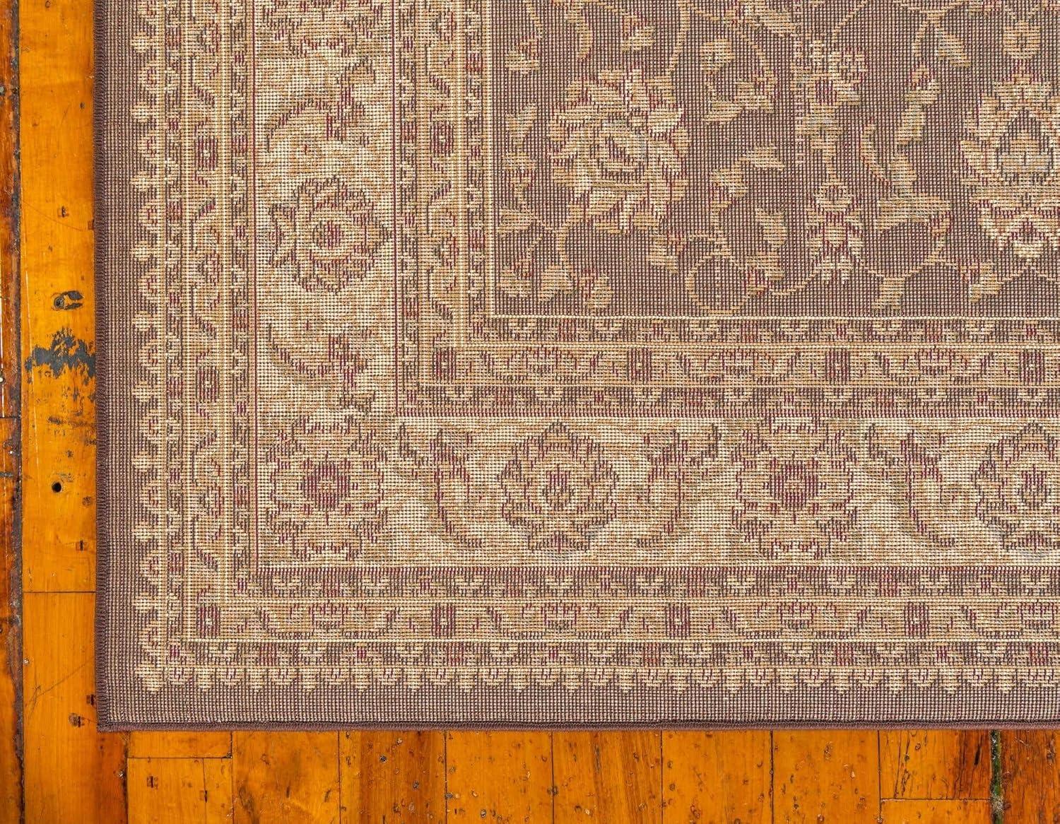 Classic Elegance 4' x 6' Brown Floral Synthetic Area Rug