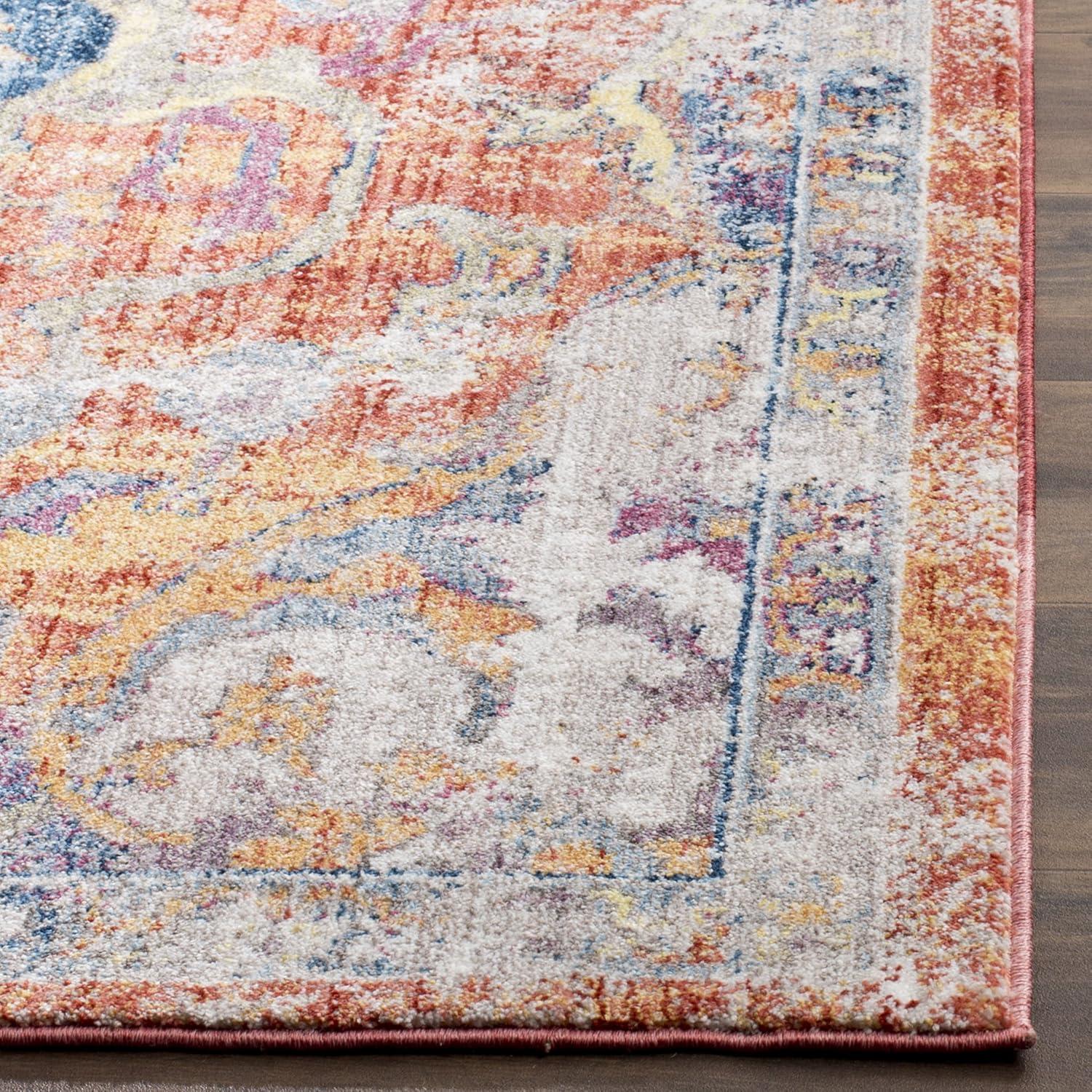 Bristol BTL350 Power Loomed Area Rug Blue / Orange 6' X 9' - Safavieh.