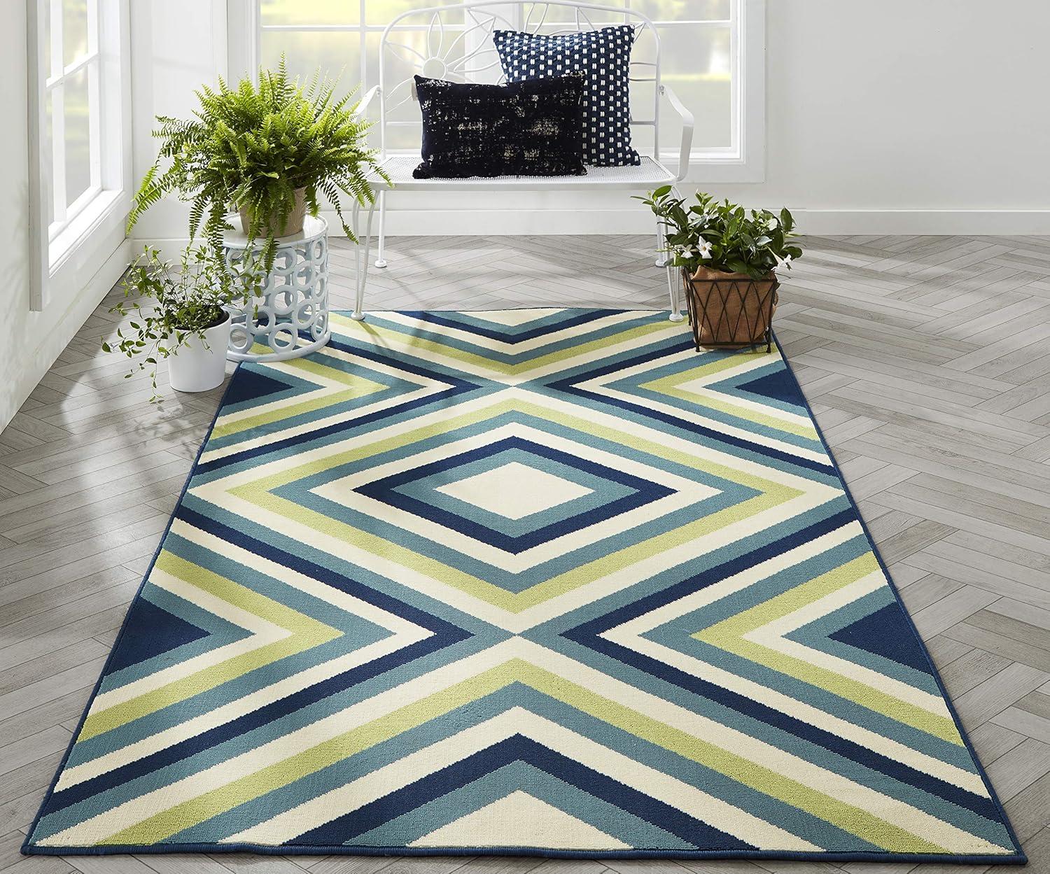Momeni Baja Zig Zag Alfombra Multi Interior Exterior 1'8" X 3'7"