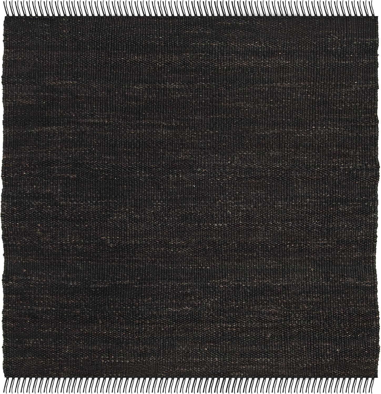 SAFAVIEH Natural Fiber Clara Solid Area Rug, Black, 10' x 10' Square