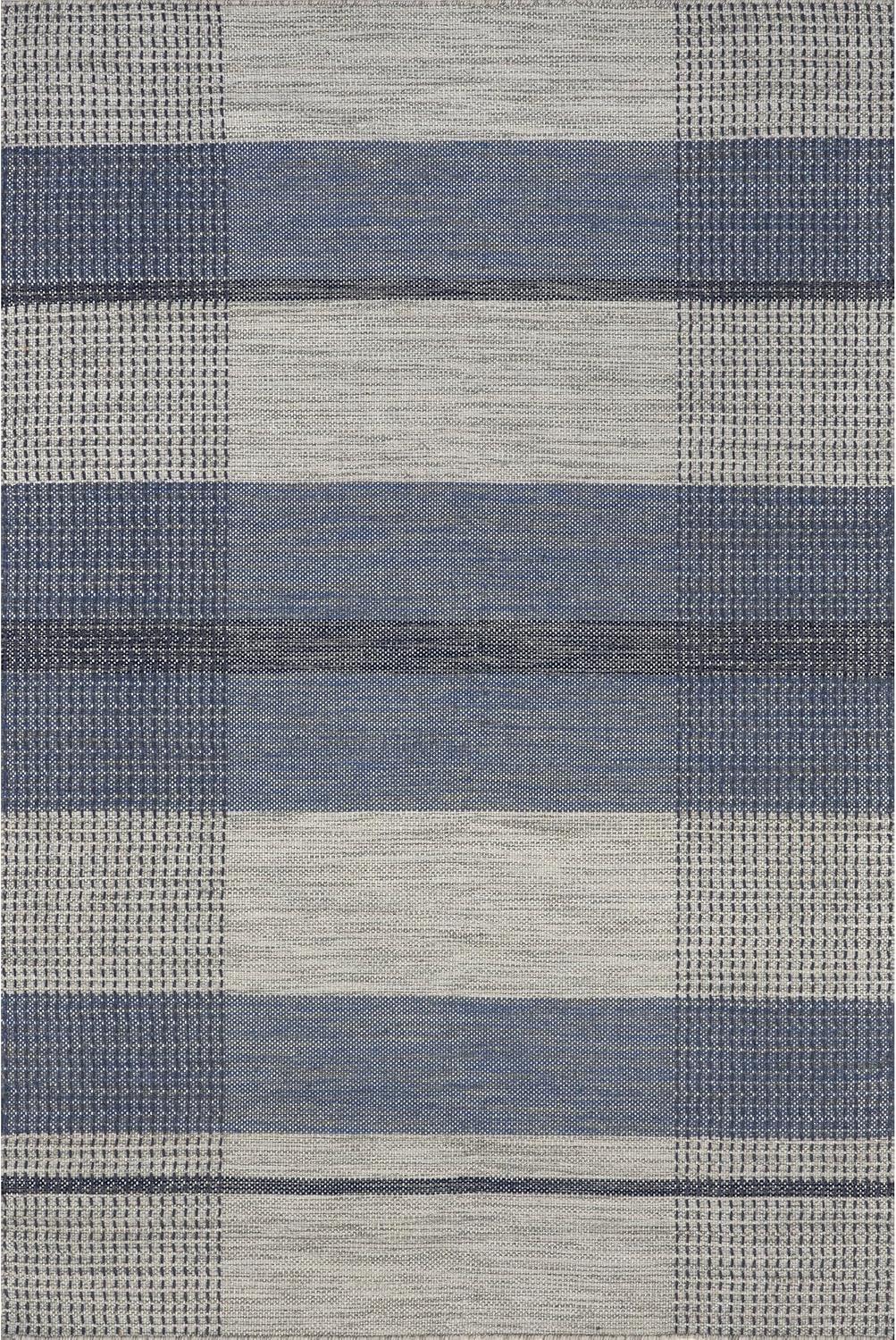 Portland Plaid Wool Blue 8 ft. x 10 ft. Indoor/Outdoor Patio Rug