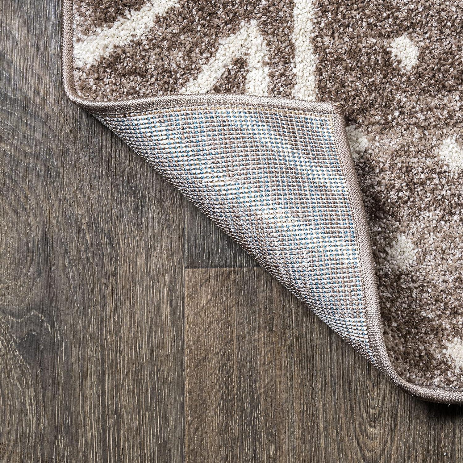 2'x 8' Amanar Geometric Runner Rug, Brown/Ivory - JONATHAN Y