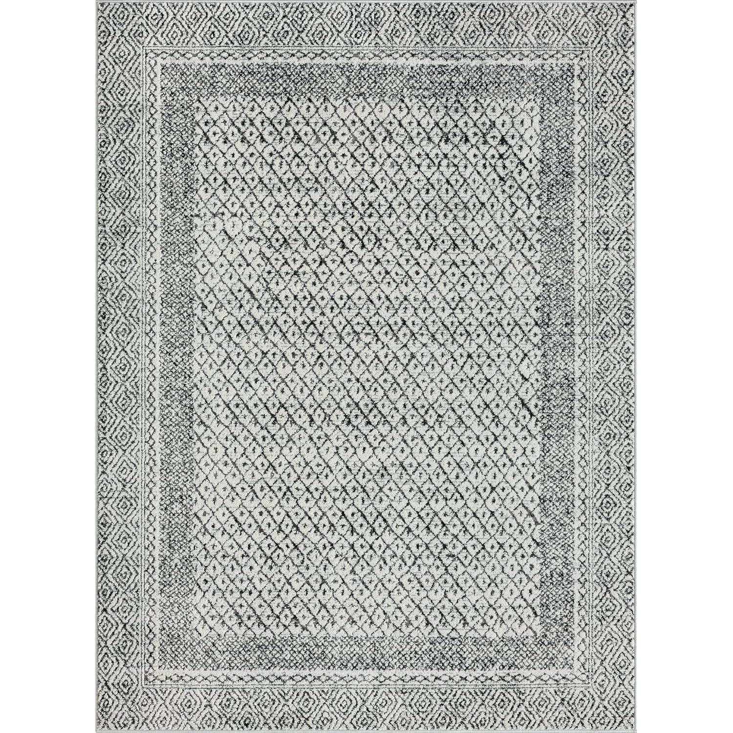 Madison Park Kenzie Woven Turkish Area Rugs for Living Room, Indoor Dinig Accent Modern Home Décor, Ultra Soft Floor Carpets for Bedroom, 3'W x 5'L Grey/Cream