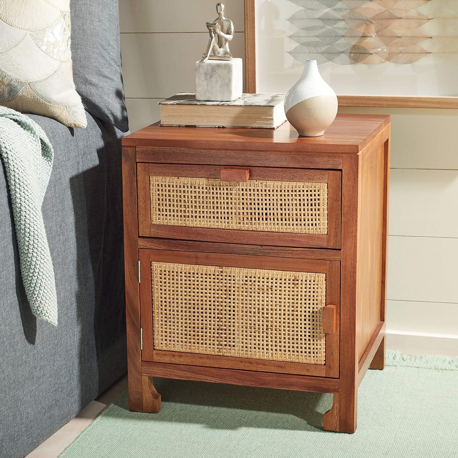 Dave 1 Drawer 1 Door Nightstand - Natural - Safavieh.