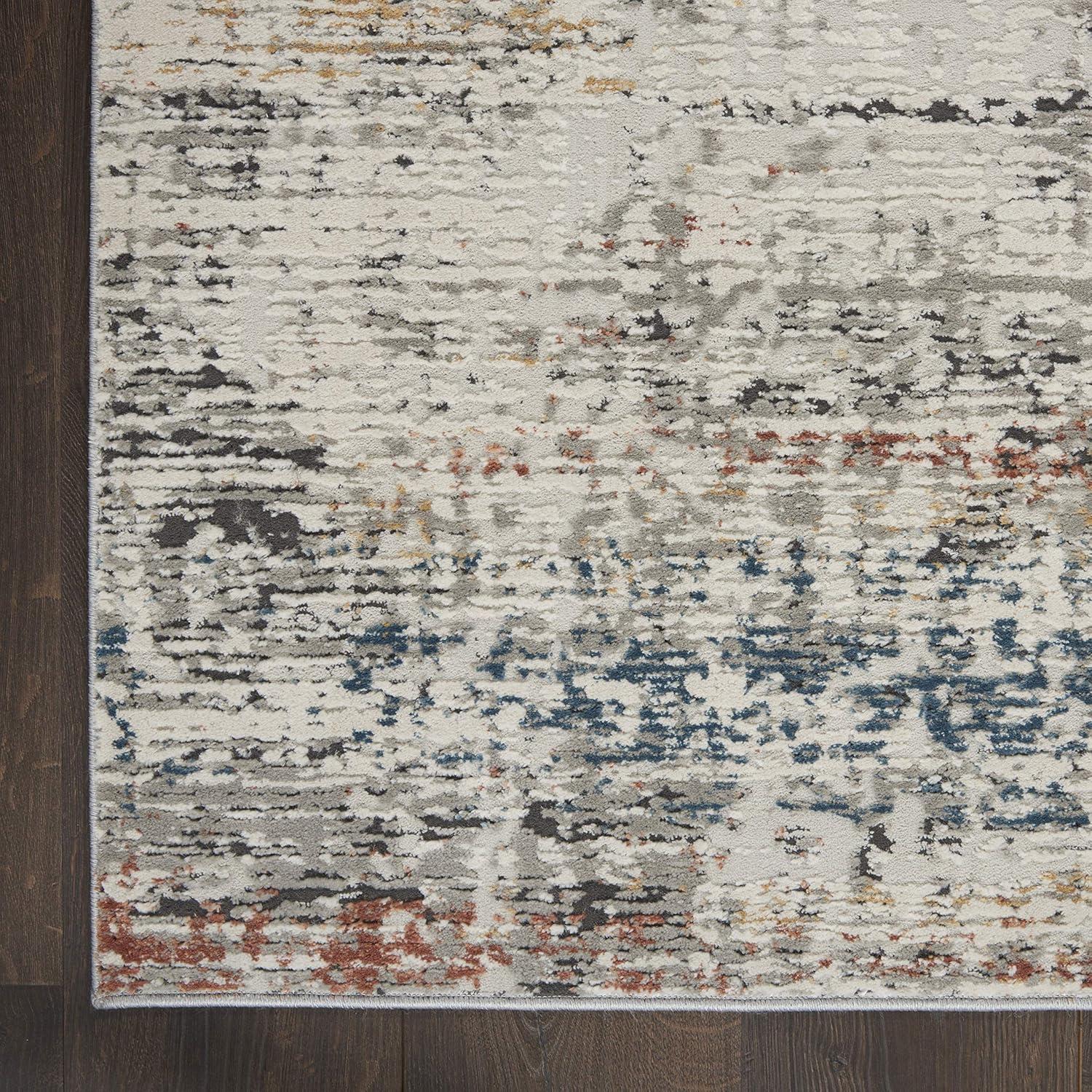 Rustic Textures Modern Abstract Gray 4' x 6' Synthetic Area Rug