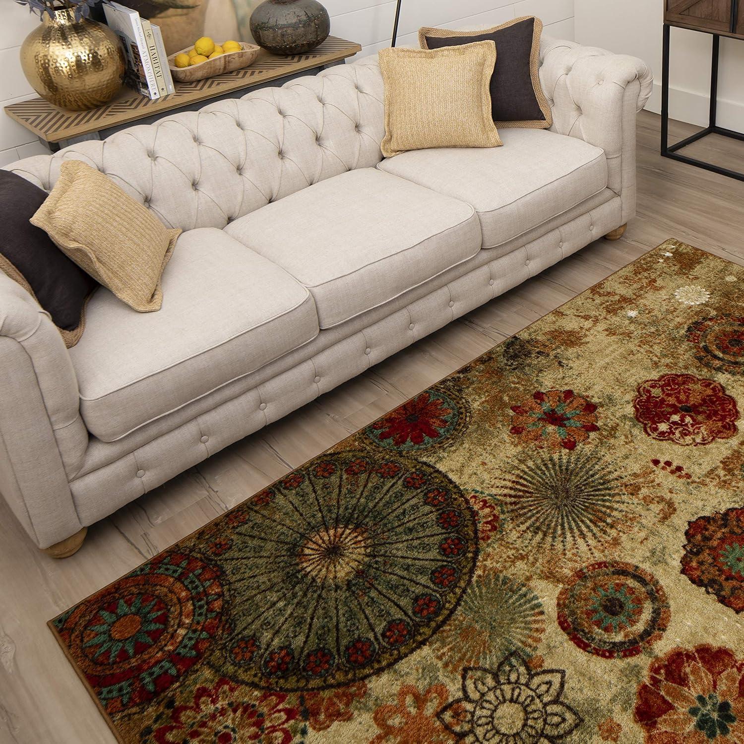 Mohawk Home Strata Caravan Medallion Multi Printed Area Rug, 6'x9', Tan & Orange
