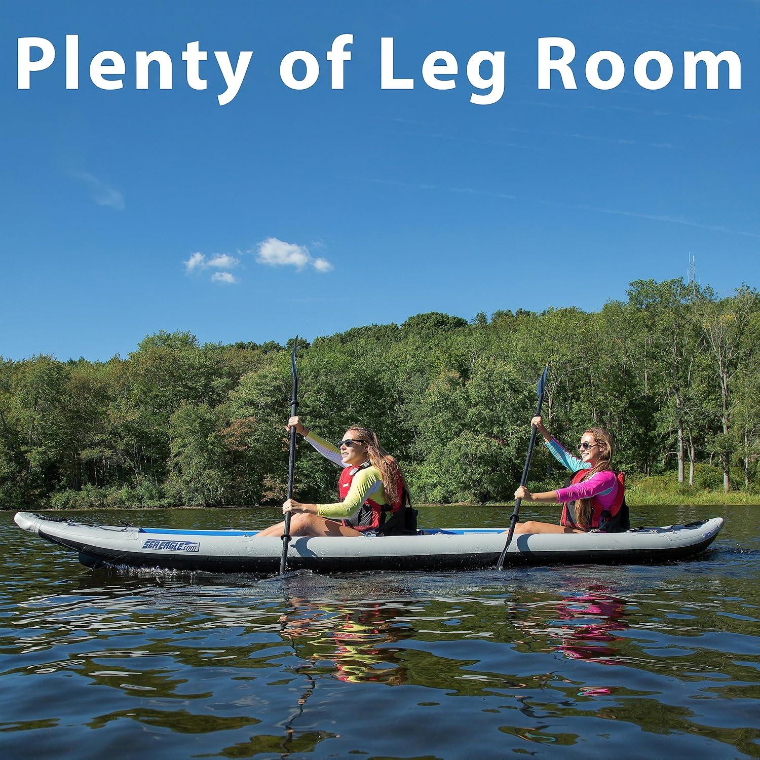 Sea Eagle 465FT Fasttrack Inflatable 15'3" 1-3 Person Touring Kayak with Rigid External keel - Smoother Paddling Experience Light Weight- 2 Person Deluxe Package