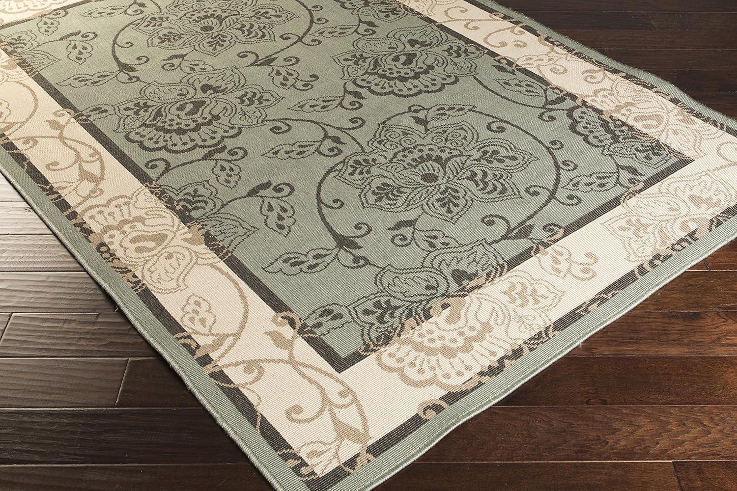 Livabliss Rhoda Outdoor Border Area Rug,3'7" x 5'7",Green