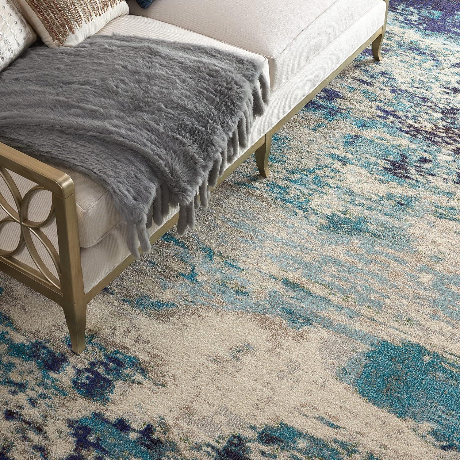 Nourison Celestial CES02 Indoor only Area Rug - Ivory/Teal Blue 9' x 12'