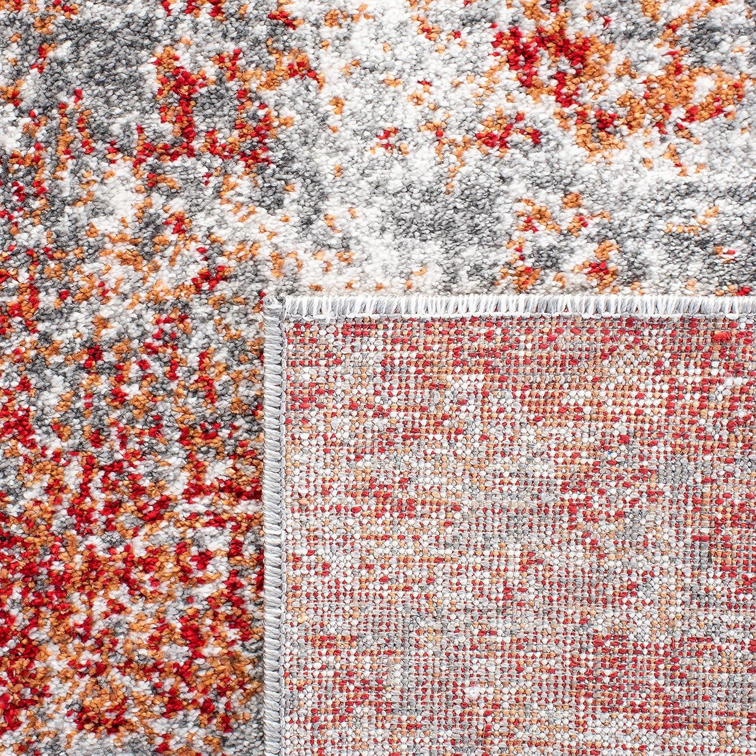 Aston ASN710 Power Loomed Area Rug - Red/Grey - 8'x10' - Safavieh.