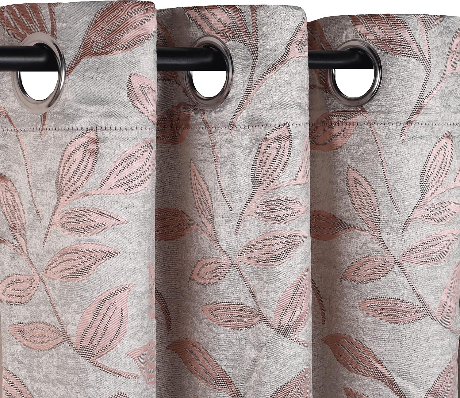 Modern Bohemian Leaves Room Darkening Semi-Blackout Curtains, Set of 2, 52"x108", Bronze - Blue Nile Mills