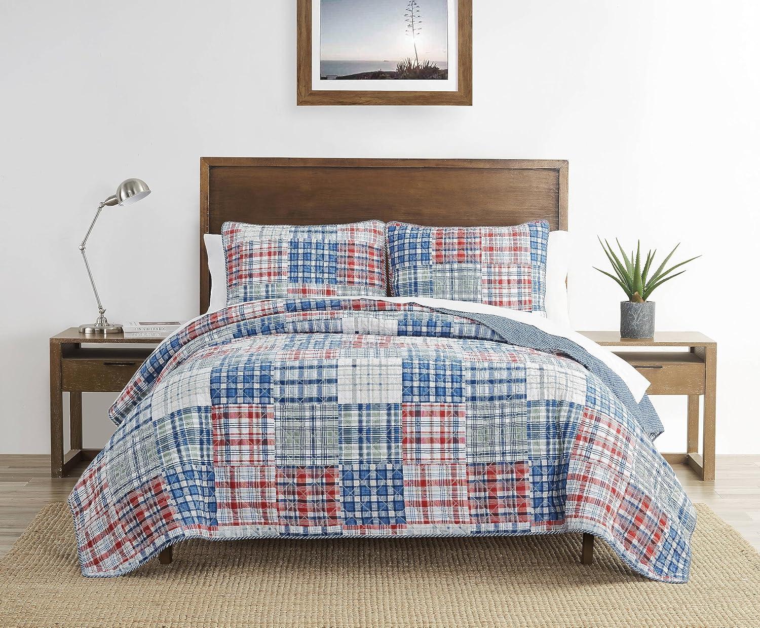 Nautica Raeford Cotton Reversible Blue Quilt Set