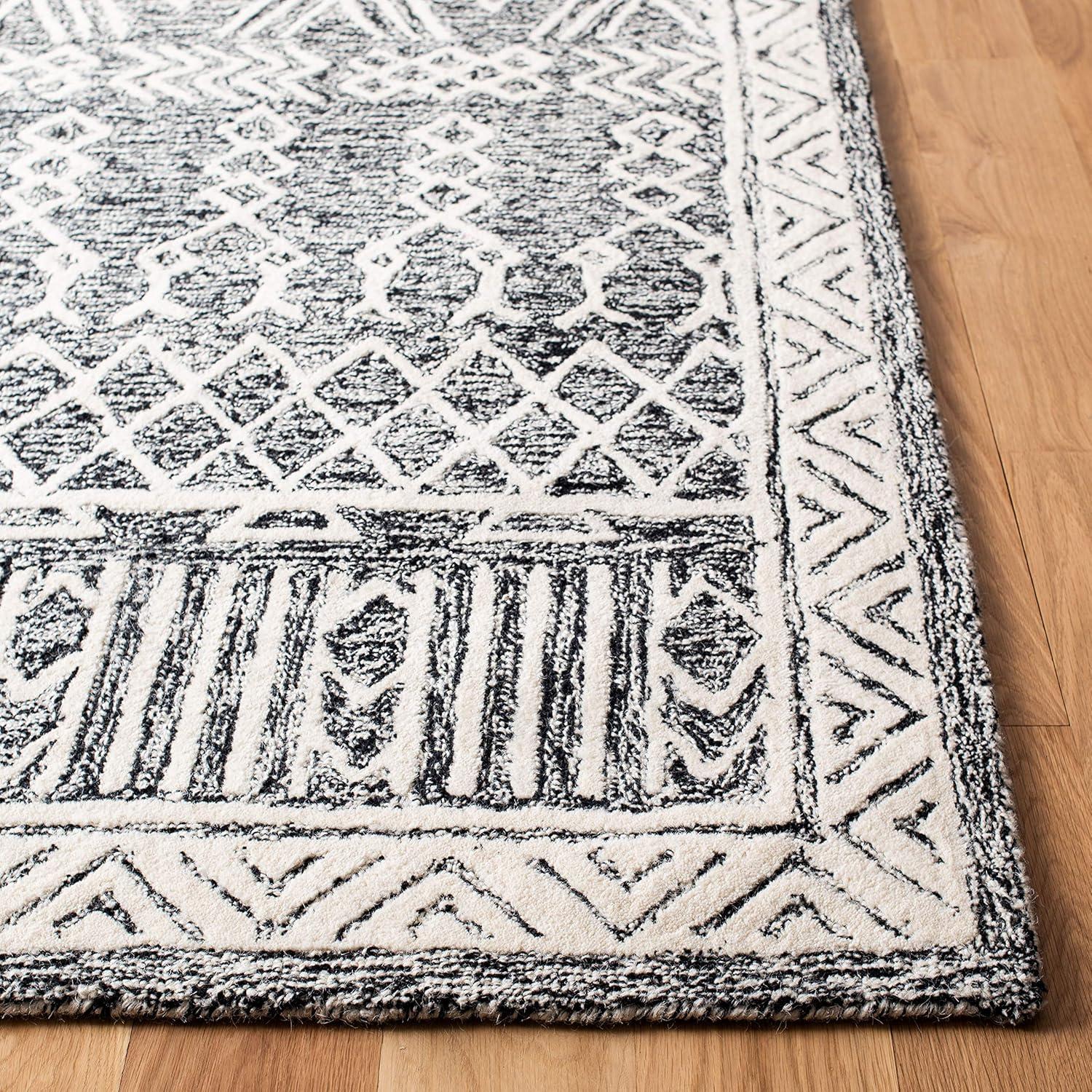 Abstract ABT558 Hand Tufted Area Rug - Ivory/Black - 4' X 6' - Safavieh.