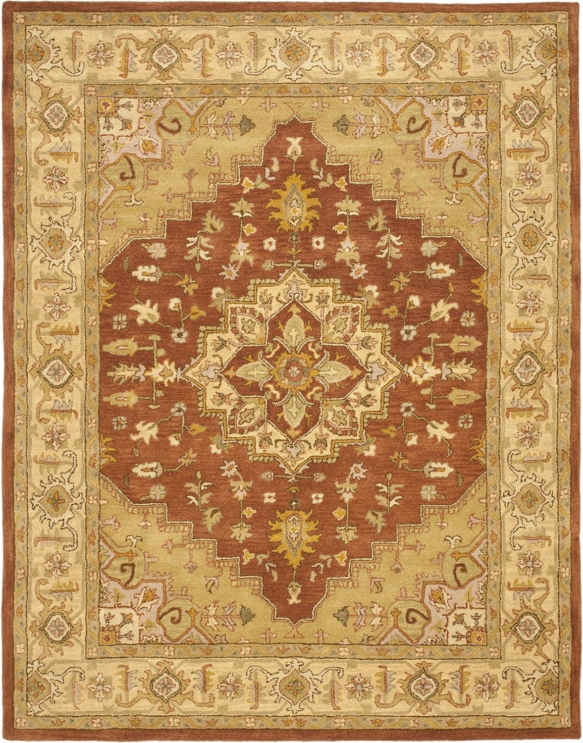 SAFAVIEH Heritage Sheila Traditional Wool Area Rug, Rust/Gold, 5' x 8'