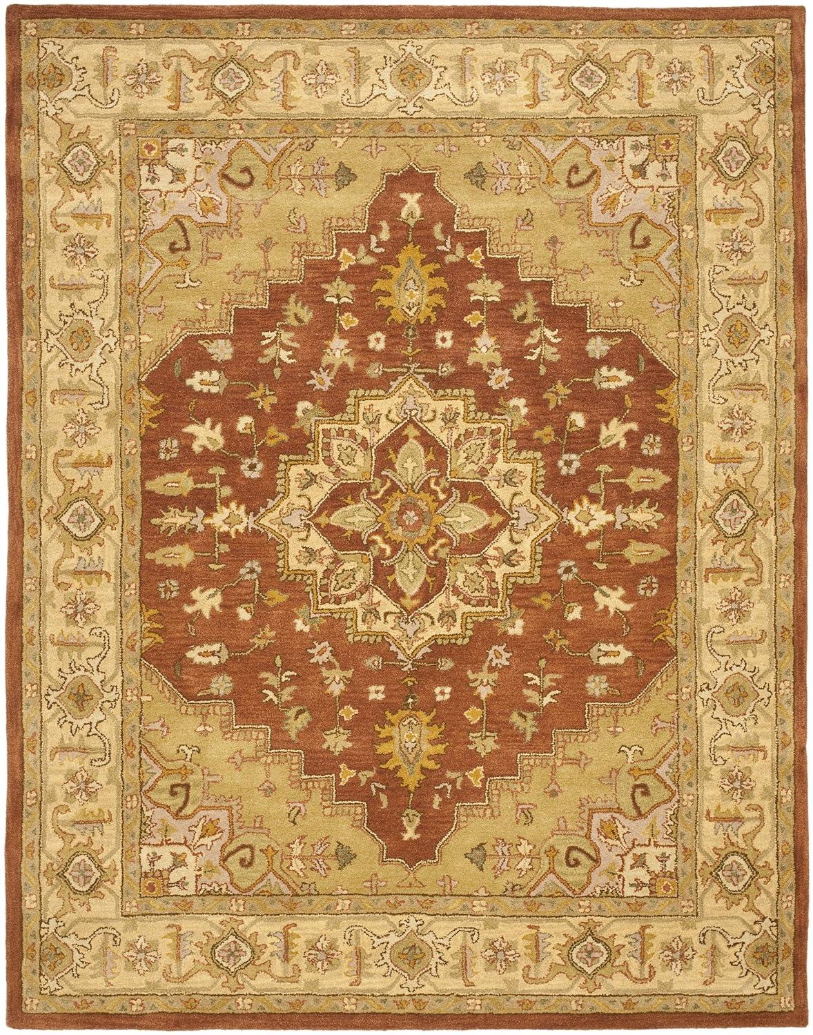 SAFAVIEH Heritage Sheila Traditional Wool Area Rug, Rust/Gold, 5' x 8'