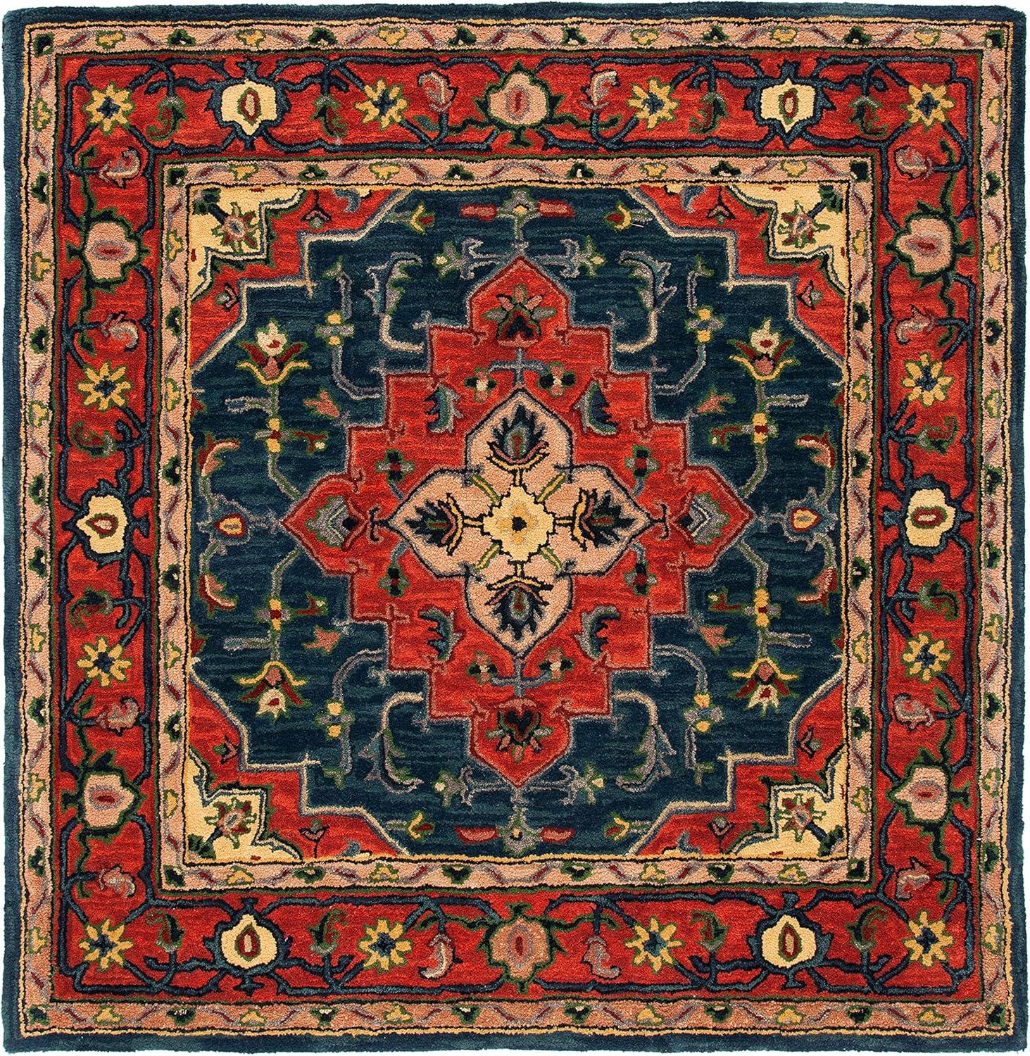 Heritage HG923 Hand Tufted Area Rug - Blue/Red - 6'x6' - Safavieh.