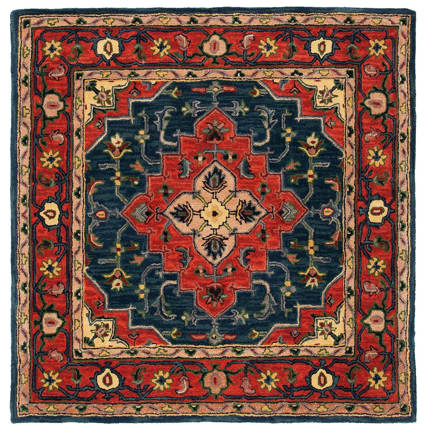 Heritage HG923 Hand Tufted Area Rug - Blue/Red - 6'x6' - Safavieh.