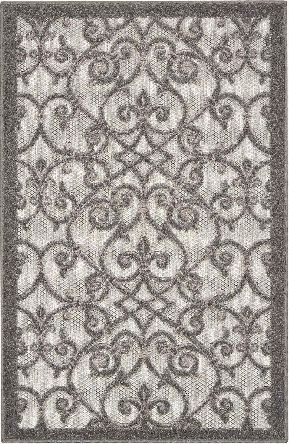 Grey and Charcoal Flat Woven Indoor/Outdoor Rug