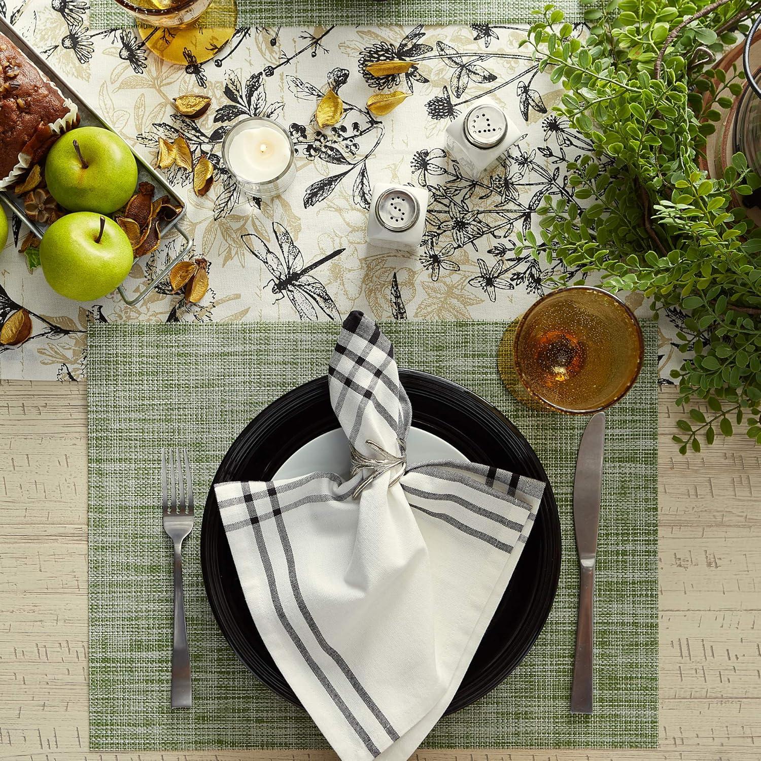 Design Imports Fig Green Tweed PVC Kitchen Placemat Set (Set of 6)