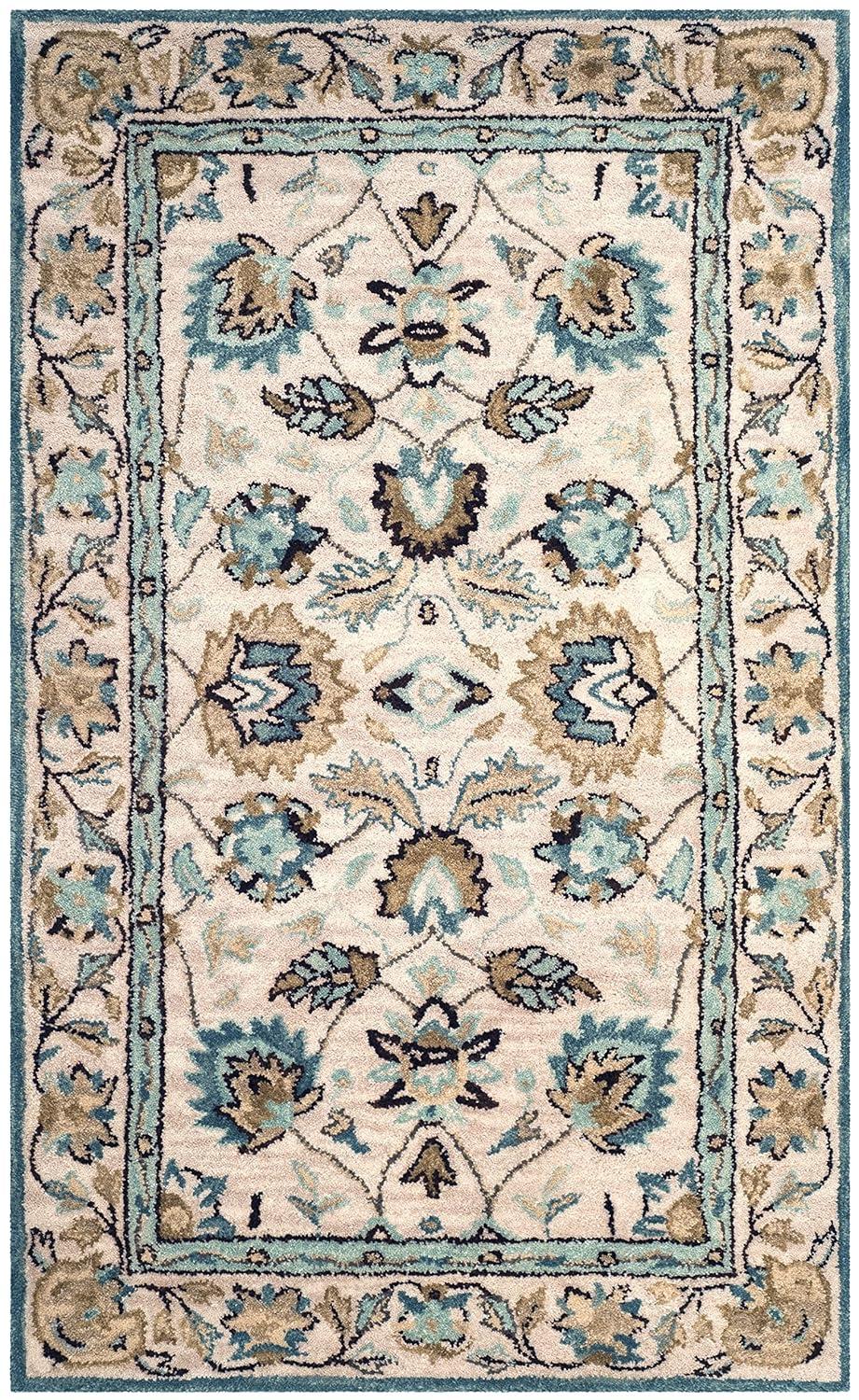 Antiquity AT812 Hand Tufted Indoor Accent Rug - Peacock/Blue - 3'x5' - Safavieh