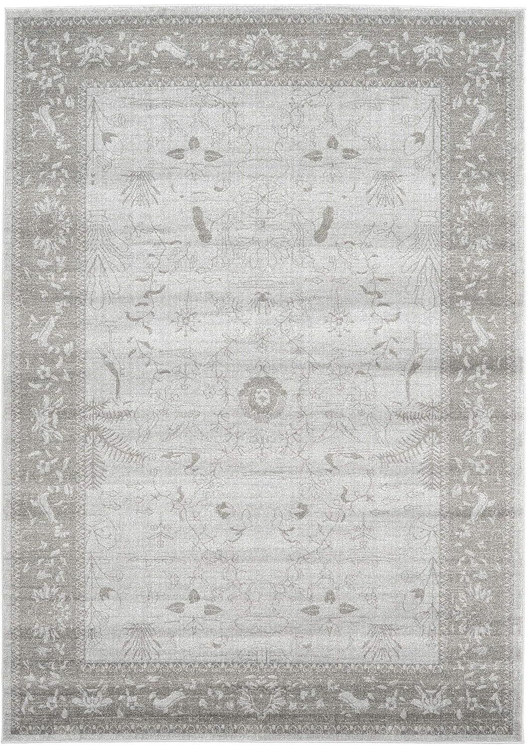 Unique Loom 7' 1 x 10' 0 Light Gray La Jolla Floral Area Rug