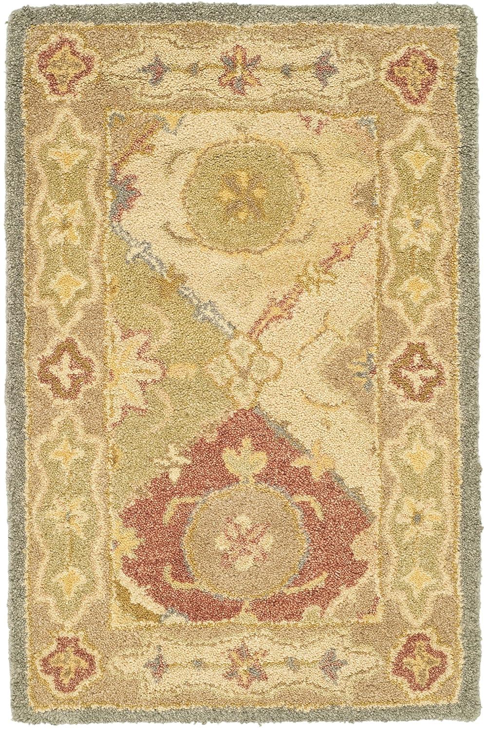Ivory Handmade Tufted Wool Area Rug, 30" x 18"