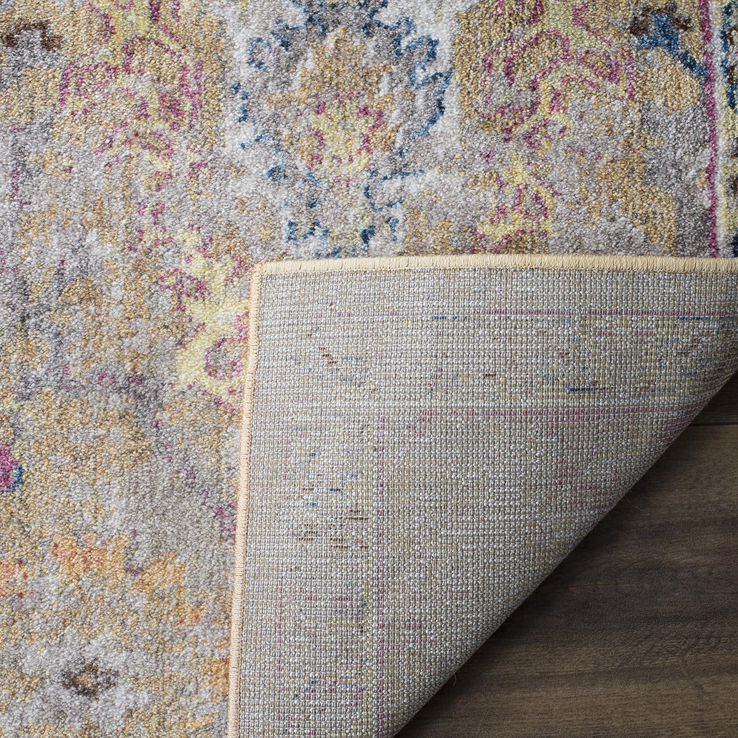 SAFAVIEH Bristol Gorden Oriental Polyester Area Rug, Camel/Blue, 8' x 10'