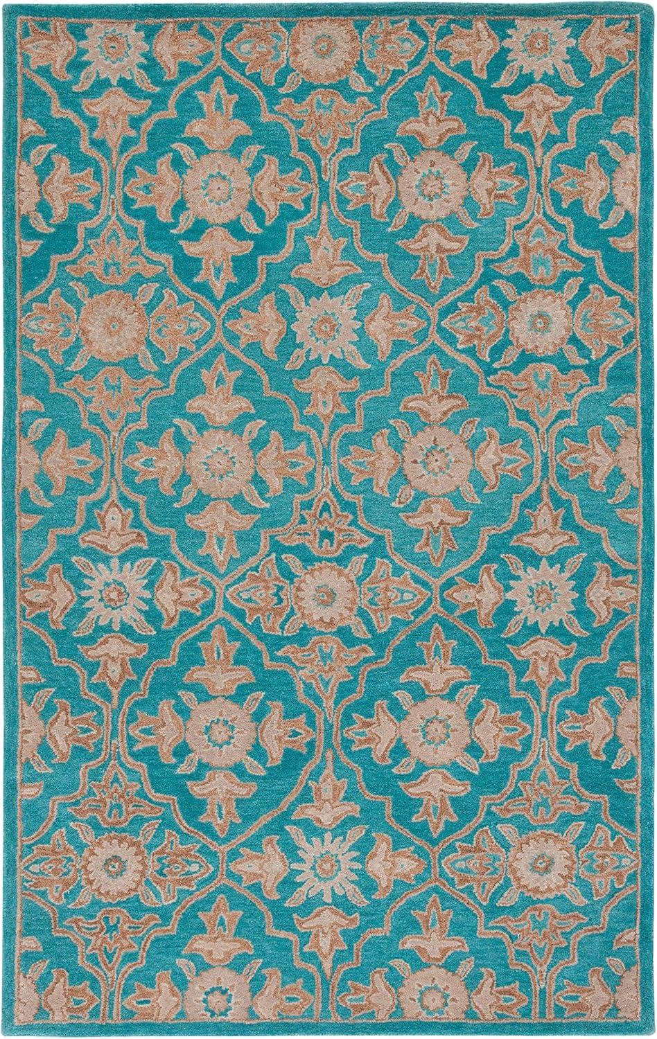 Heritage HG870 Hand Tufted Area Rug - Turquoise/Multi - 4'x6' - Safavieh.