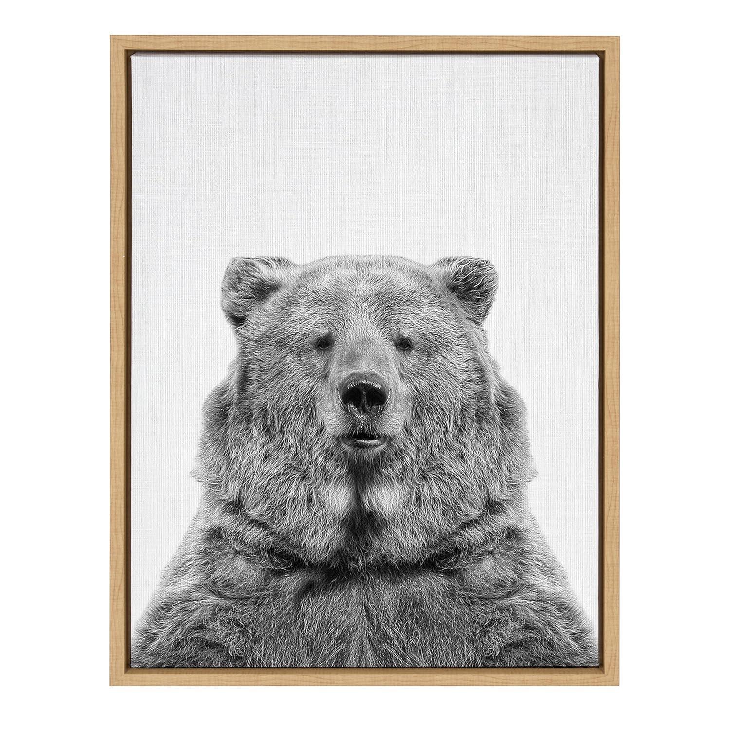 18" x 24" Sylvie Bear Framed Canvas by Simon Te Tai Natural - Kate and Laurel