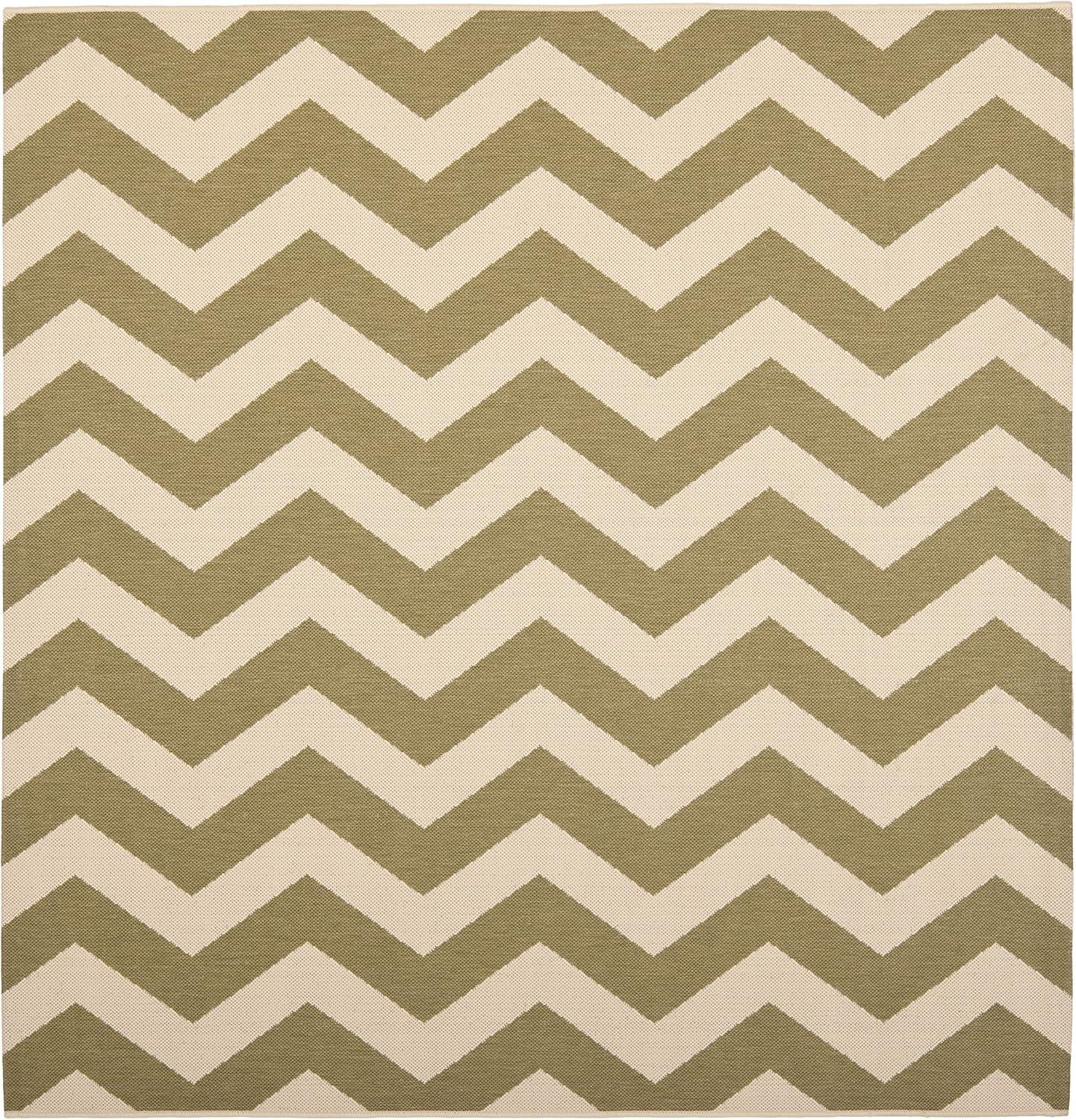 Safavieh Courtyard Bailey Chevron Indoor/Outdoor Area Rug, 6'7" x 6'7" Square, Green/Beige