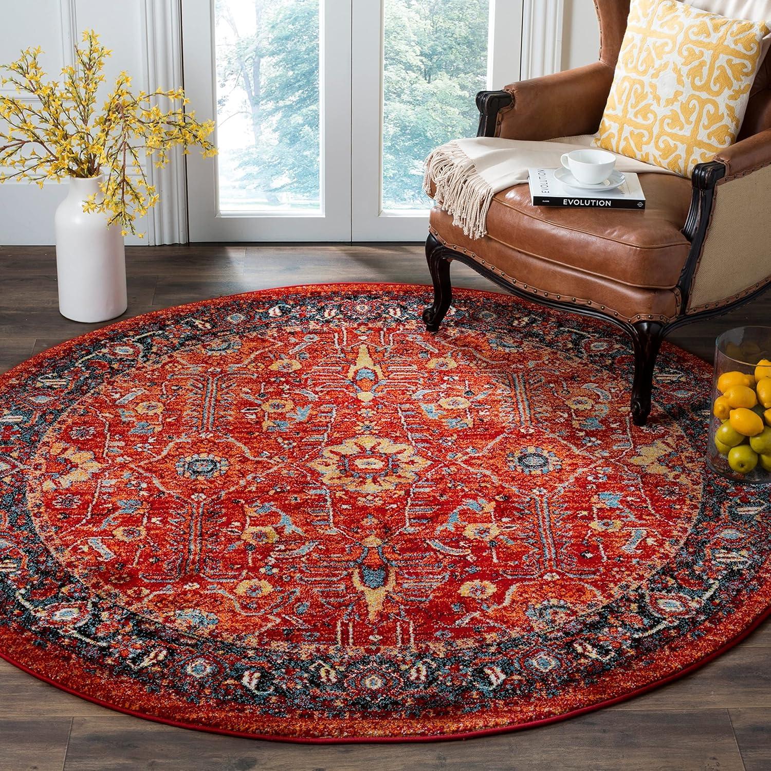 Vintage Hamadan VTH220 Power Loomed Indoor Area Rug - Orange/Navy - 8'x10' - Safavieh