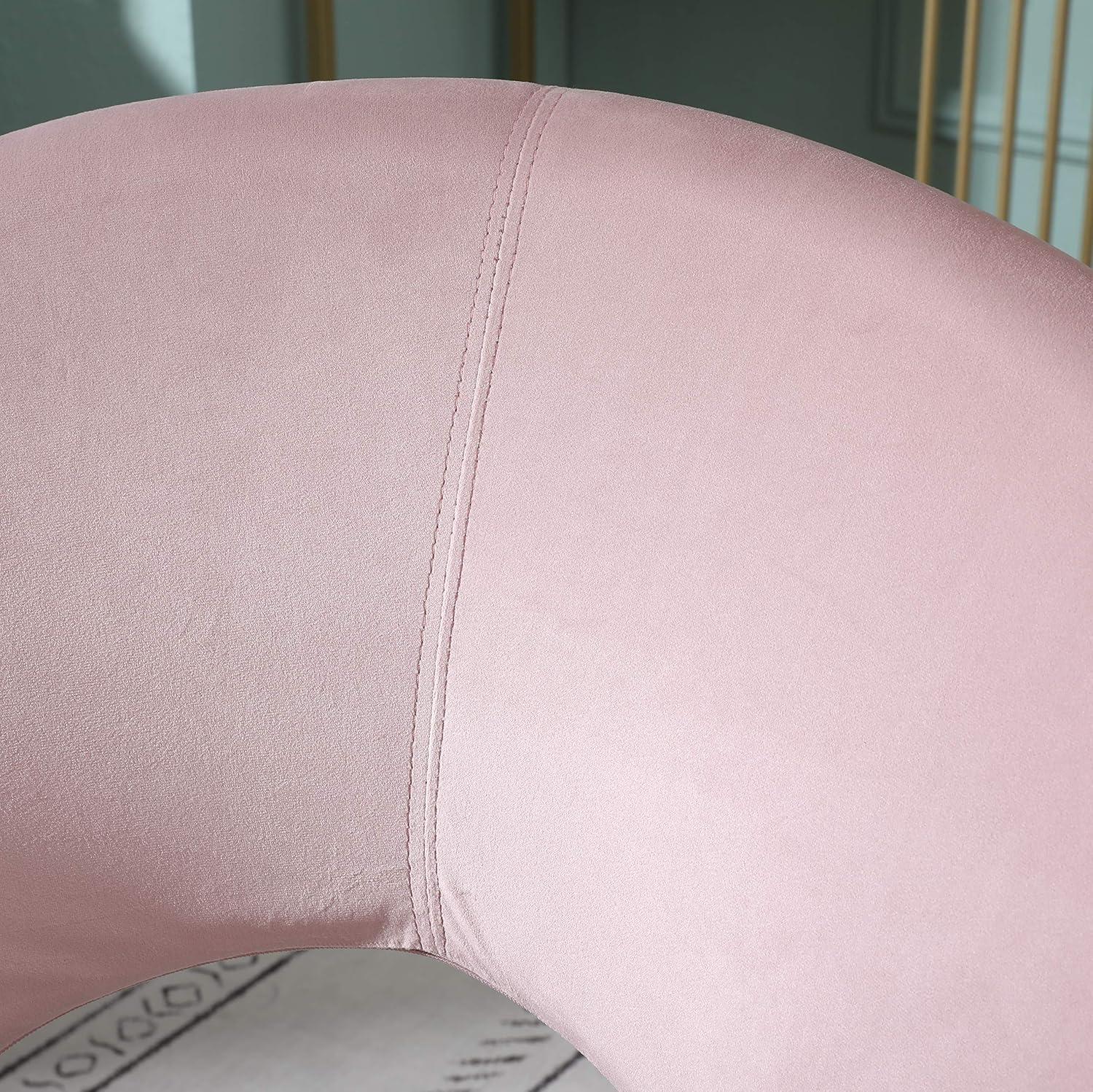 DeeHome Slatina Pink Silky Velvet Upholstered Accent Chair with Gold Tone Finished Base