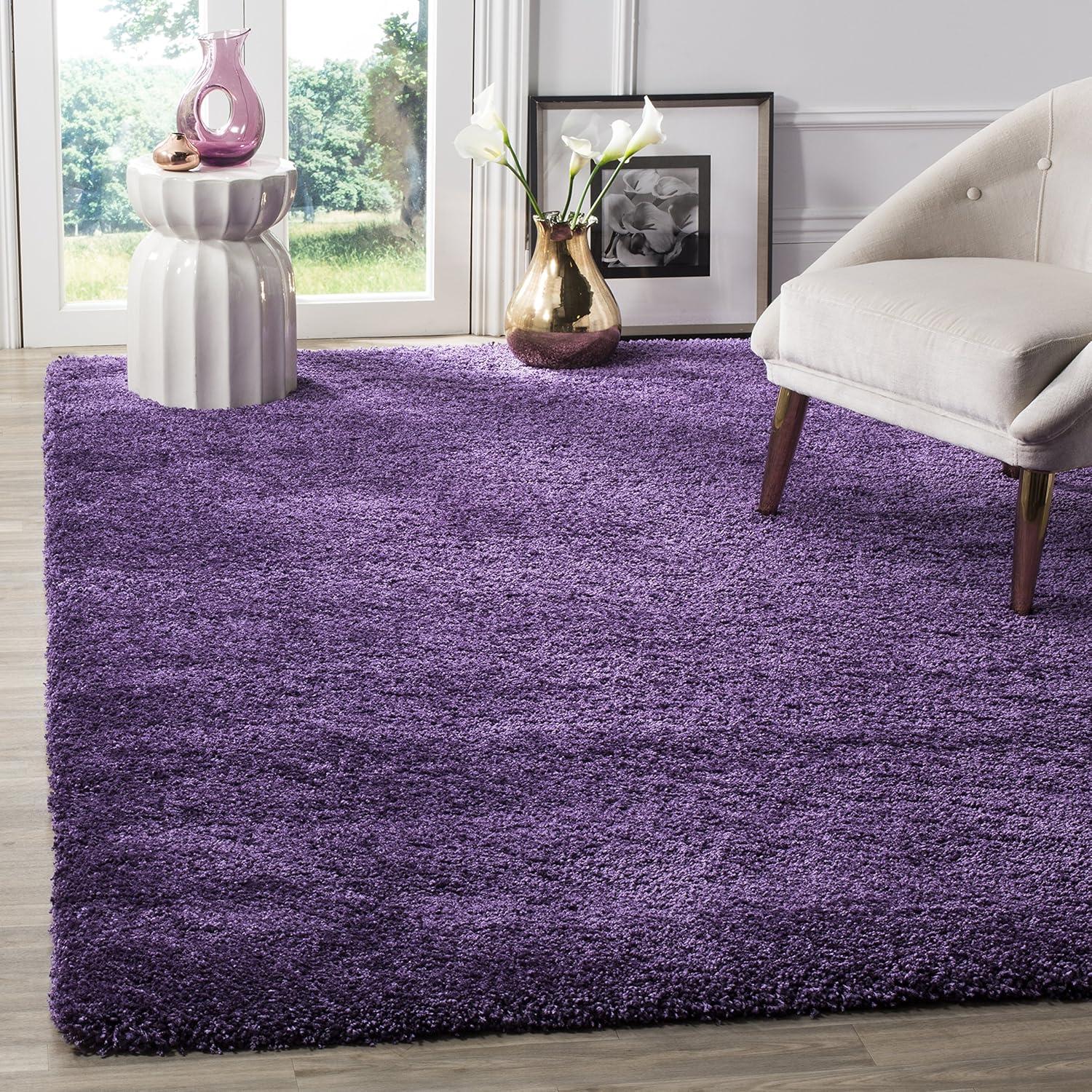 Milan Shag SG180 Power Loomed Indoor Area Rug - Purple - 7'x7' - Safavieh