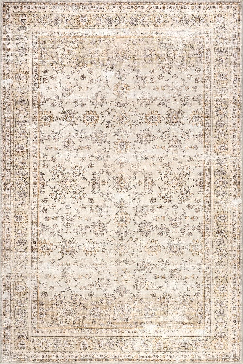 Nuloom Sia SplashGuard Vintage Floral Machine Washable Area Rug, 2' x 3', Sia Beige