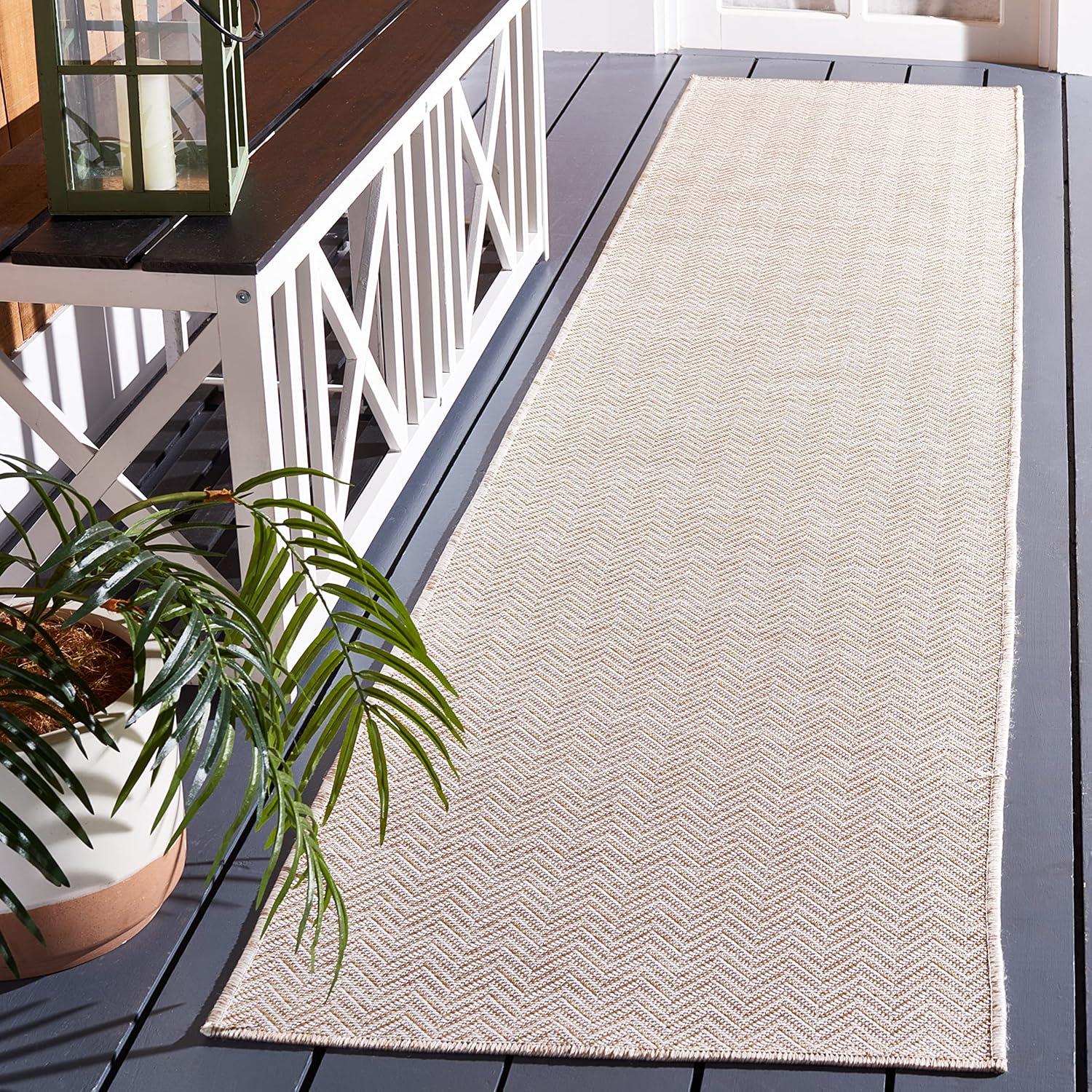 Beige and Ivory Hand-knotted Wool Runner Rug