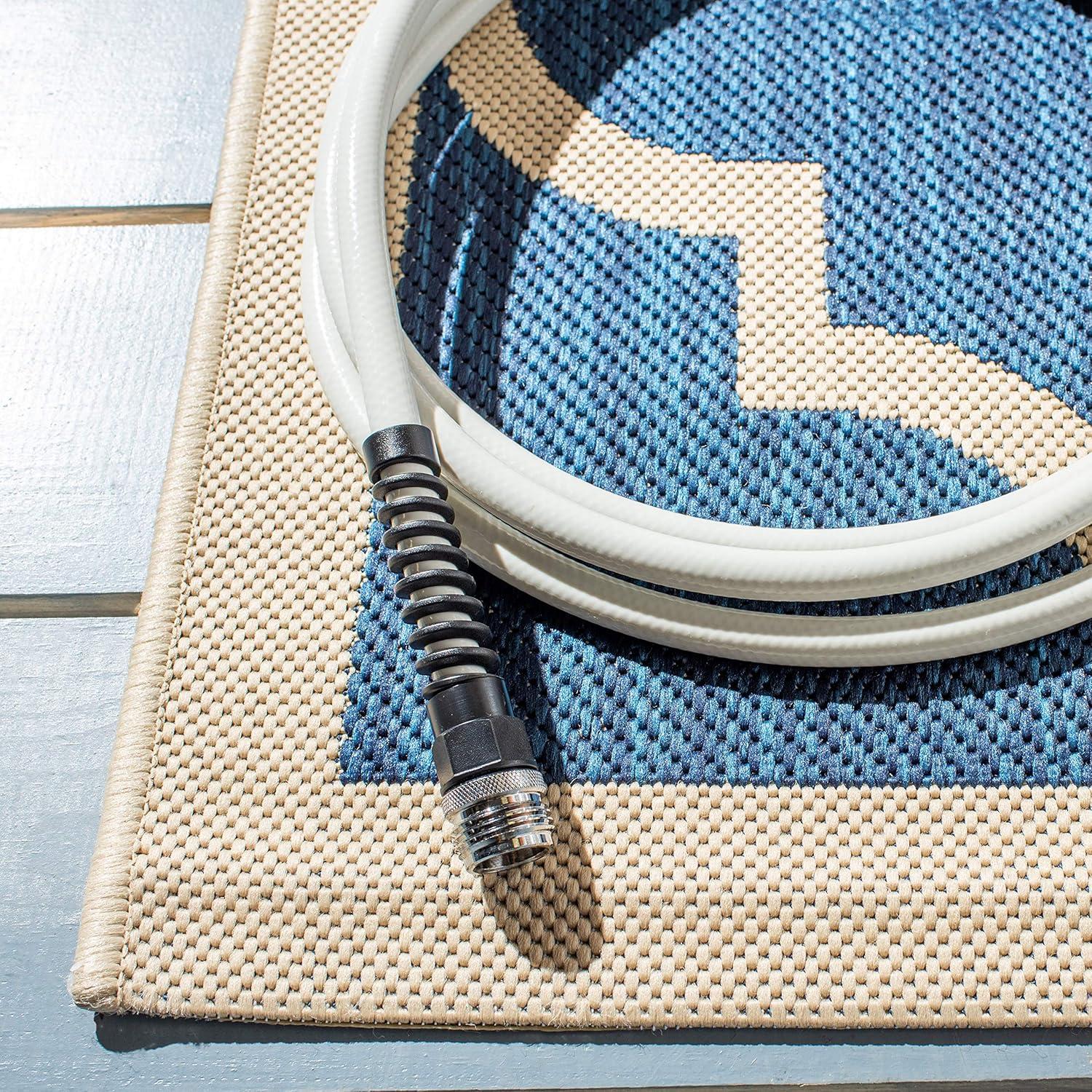 Courtyard CY6914 Power Loomed Indoor/Outdoor Area Rug - Navy/Beige - 6'7"x9'6" - Safavieh.