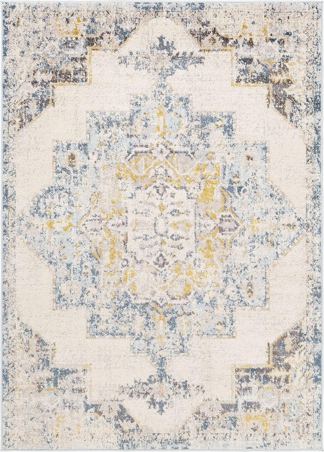 Elegant Ankara Blue 5'3" x 7'3" Reversible Synthetic Rug