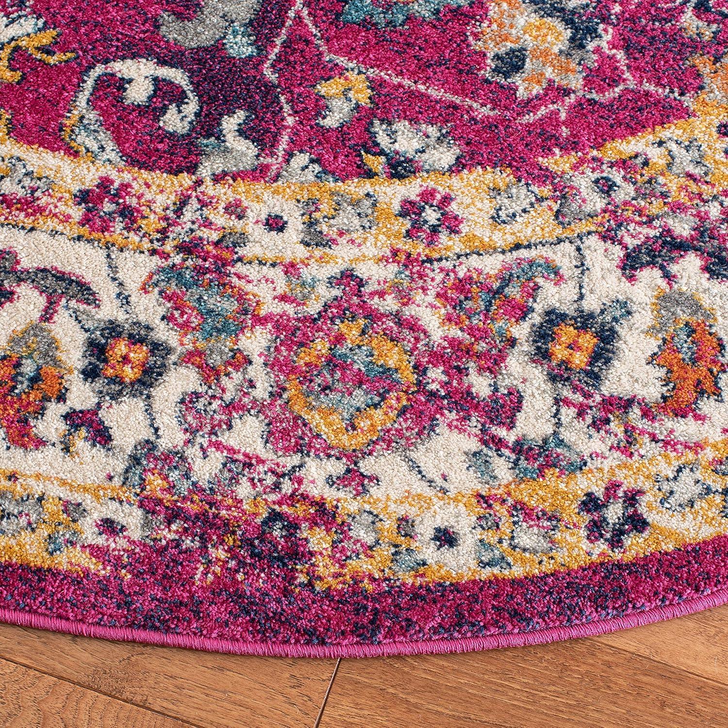 Evoke EVK275 Power Loomed Indoor Area Rug - Fuchsia/Ivory - 6'7" Round - Safavieh