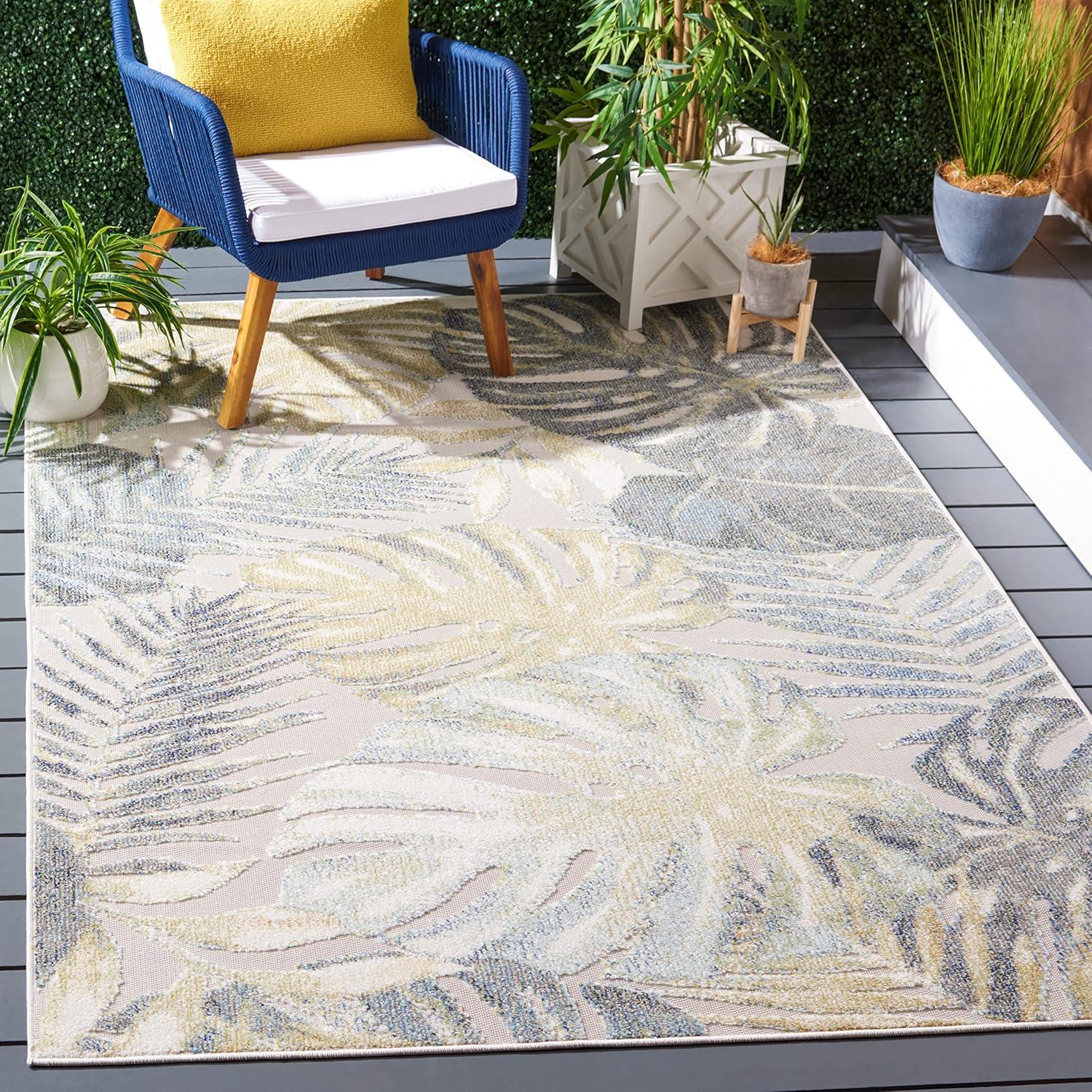 Sarasota SAR112 Power Loomed Area Rug - Light Green/Ivory - 4'5"x6'5" - Safavieh.
