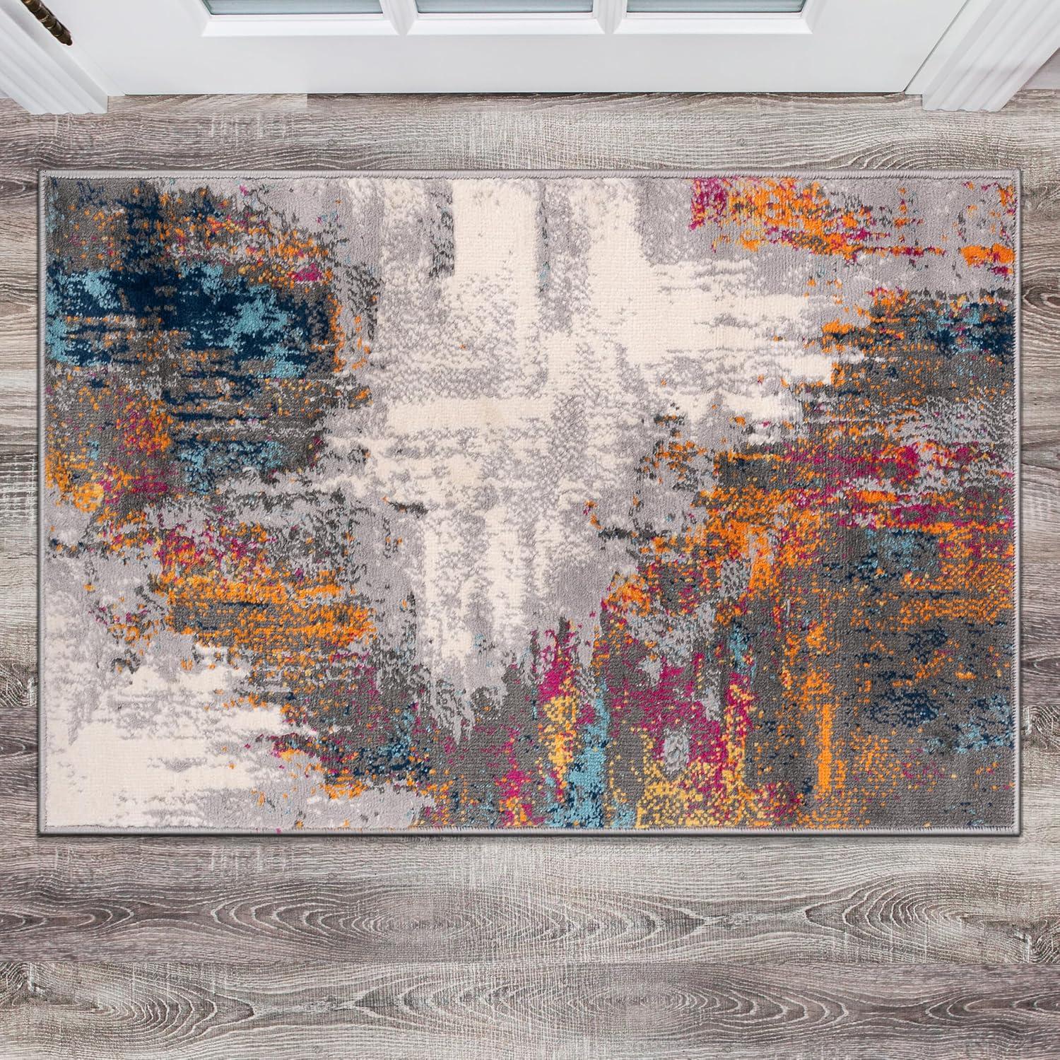 World Rug Gallery Bari Contemporary Abstract Art Area Rug - Multi 2'x3'