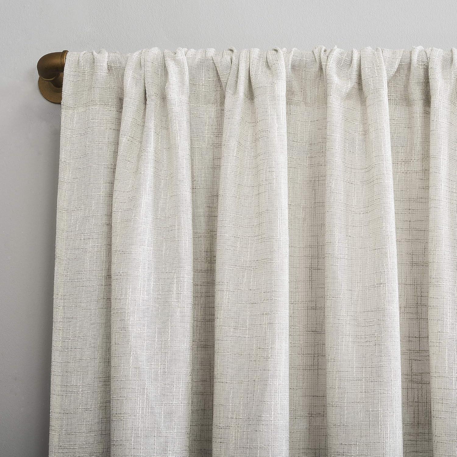 Scott Living Sheer Wallis Crosshatch Slub Textured Linen Rod Pocket Curtain Panel