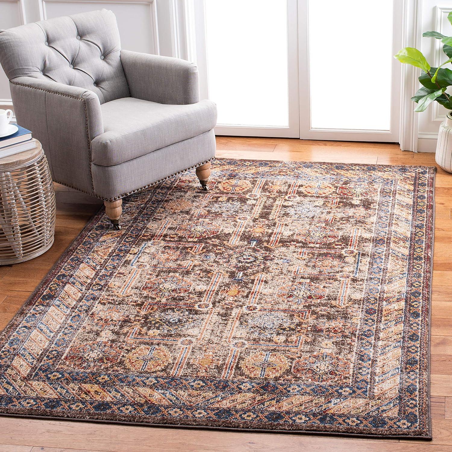 Bijar BIJ653 Power Loomed Indoor Area Rug - Brown/Ivory - 6'7"x9' - Safavieh