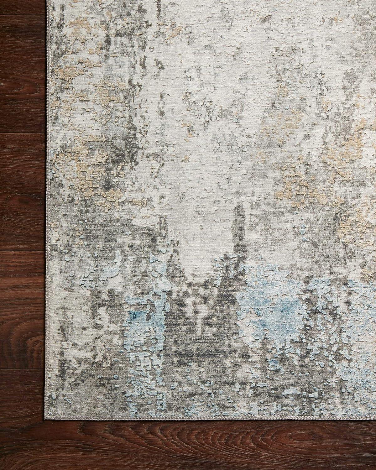 Abstract Gray and Antique White 8' x 10' Synthetic Area Rug