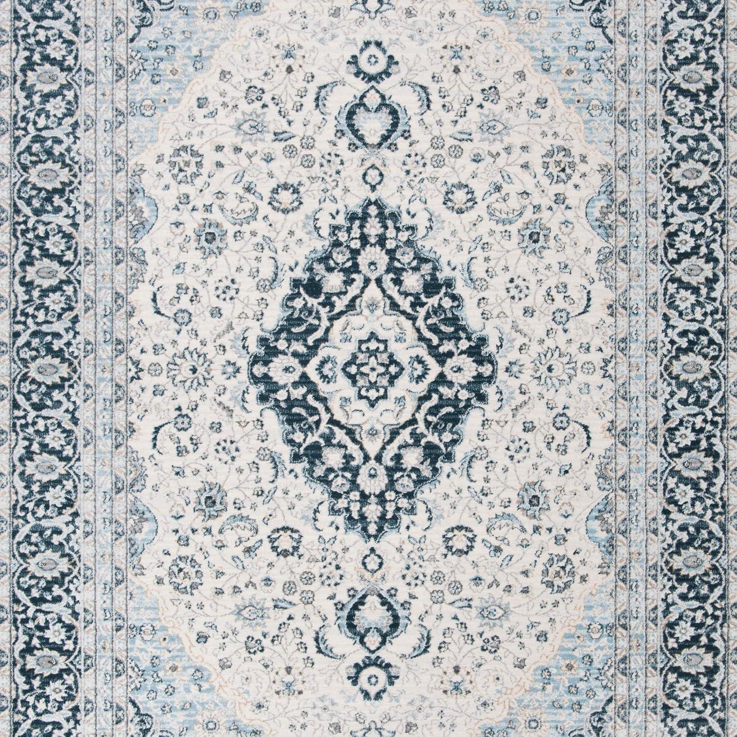 Isabella ISA919 Power Loomed Area Rug - Cream/Dark Blue - 4'x6' - Safavieh