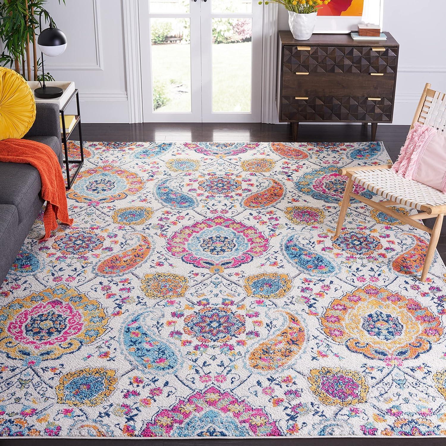 Gray and Multi Synthetic Paisley 10' x 14' Area Rug